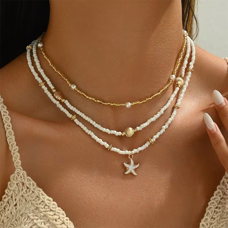 Ensemble de 3 colliers en tortue en or