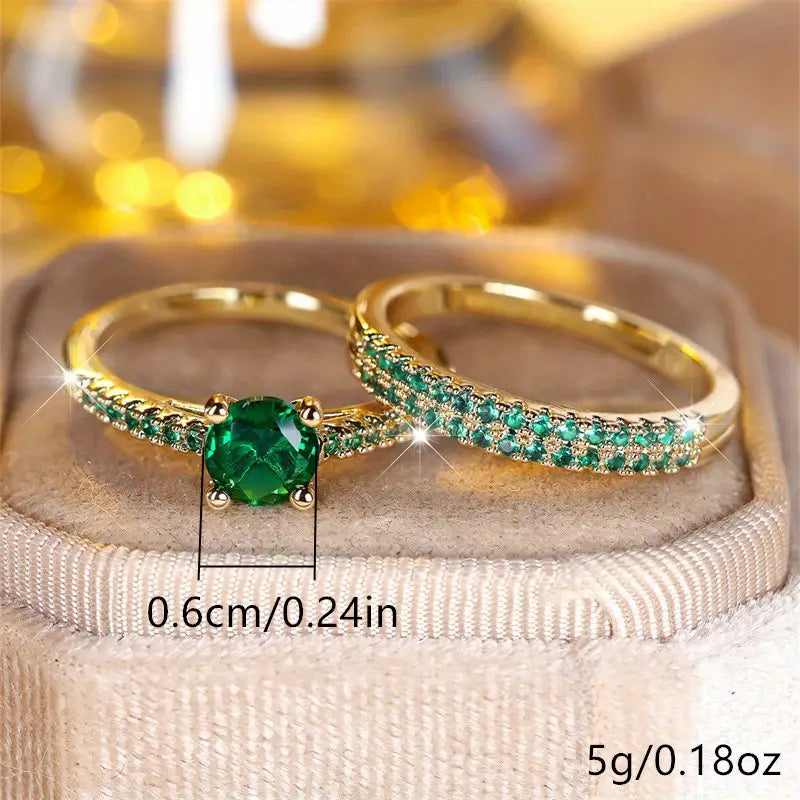 Ensemble de bagues duo Séréna émeraude en or