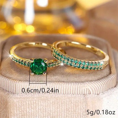 Ensemble de Bagues Duo Séréna Émeraude | Or