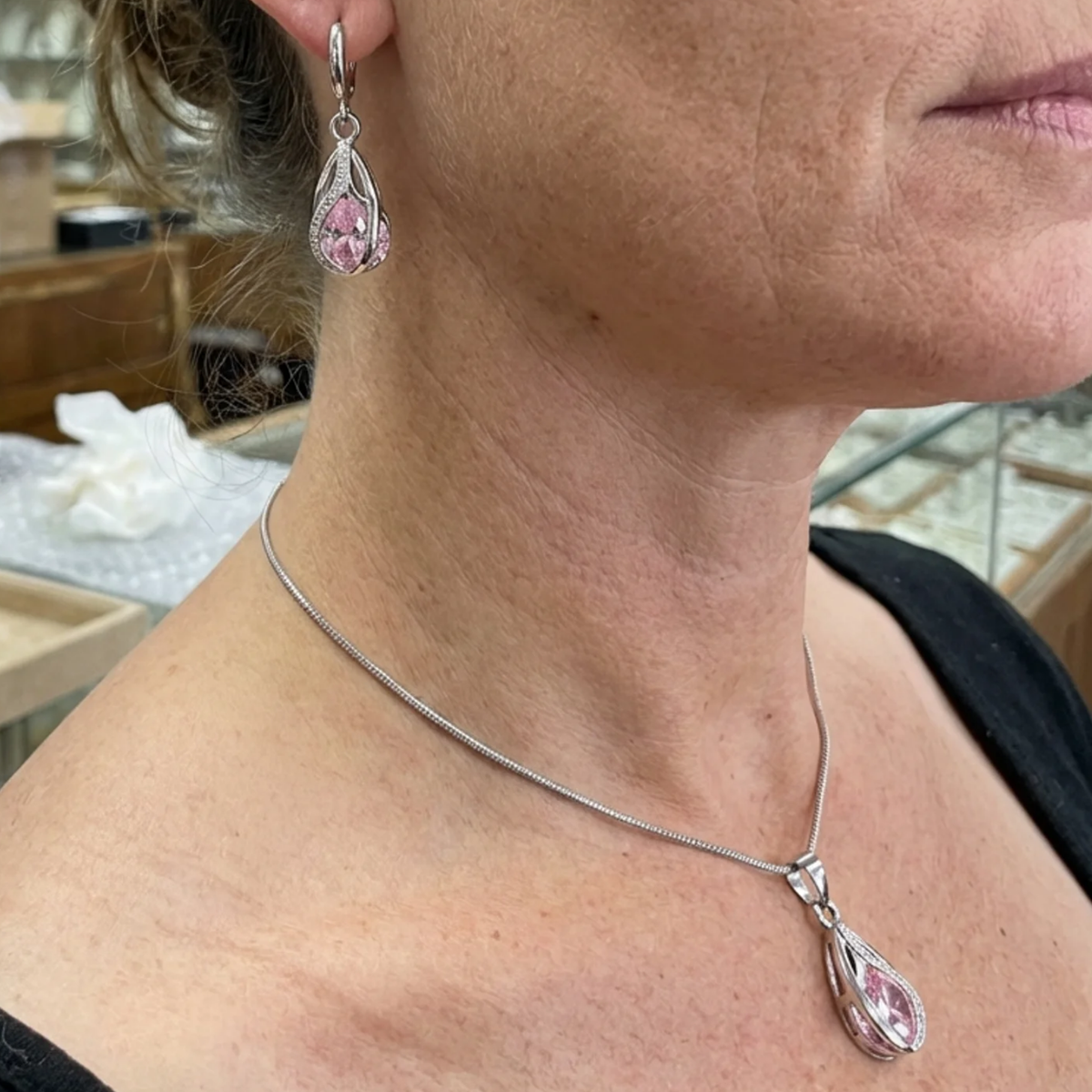 Ensemble de bijoux Rosalith torsade lumineuse en or blanc