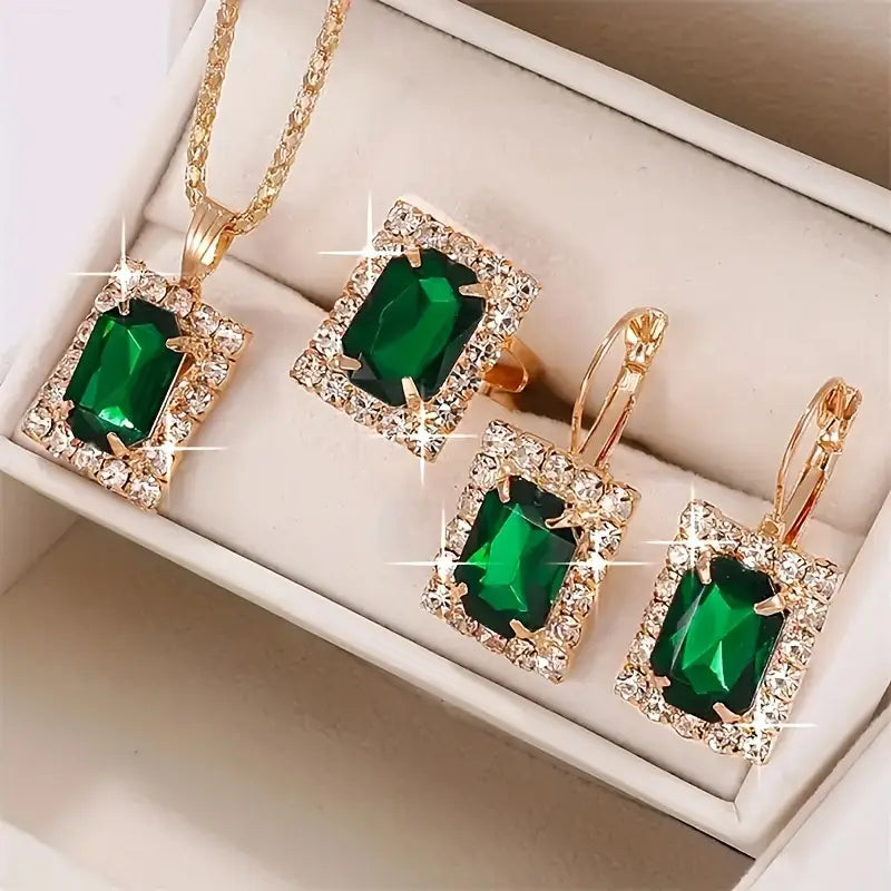 Ensemble de bijoux Sylvane Voile vert en or blanc