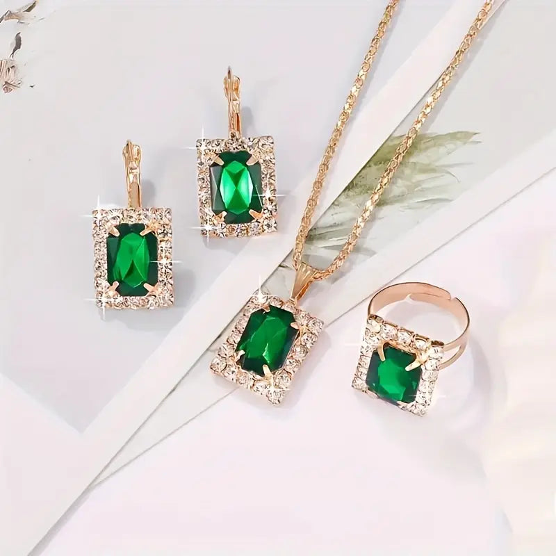 Ensemble de bijoux Sylvane Voile vert en or blanc