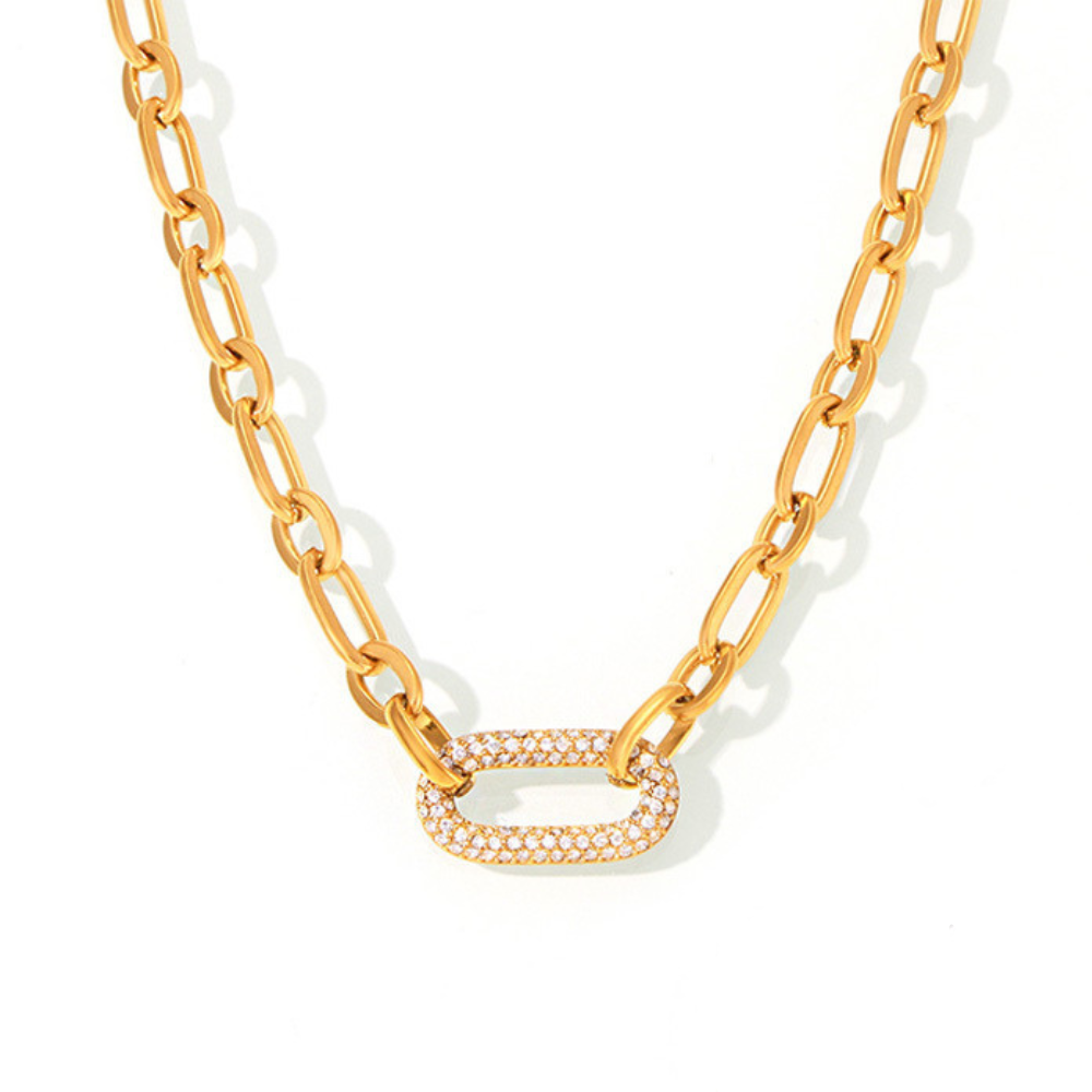 Ensemble de bijoux en chaîne épaisse pavée en or