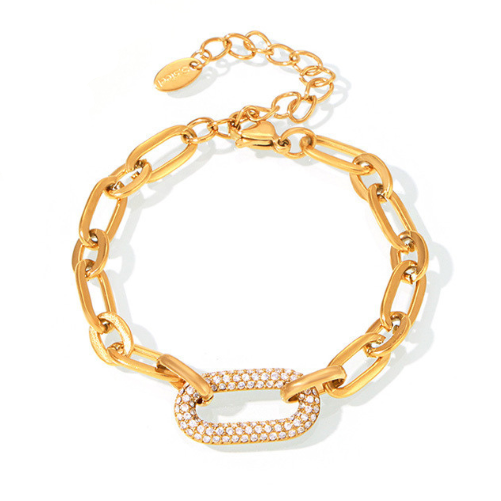 Ensemble de bijoux en chaîne épaisse pavée en or