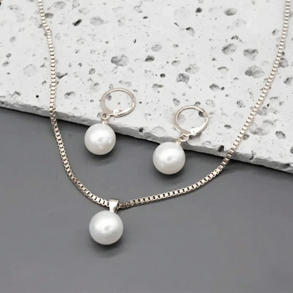 Ensemble de Bijoux en Perles Dorées | Or Blanc
