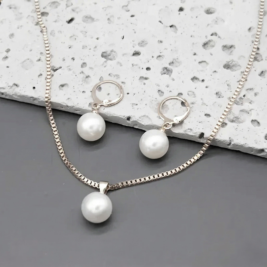 Ensemble de Bijoux en Perles Dorées | Or Blanc