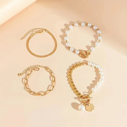 Ensemble de Bracelets Chic en Or - Serpent, Perles & Maillons | Or