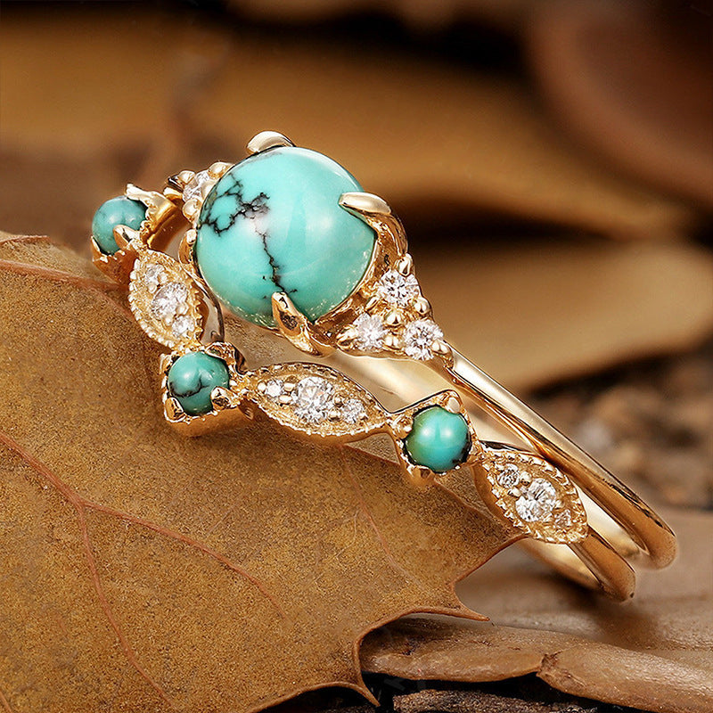 Ensemble de bagues avec turquoise en or