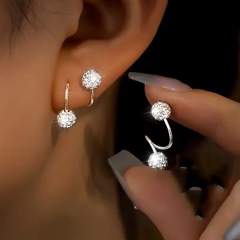 Ensemble de boucles d'oreilles légères de luxe avec des billes en spirale et des brillants en or