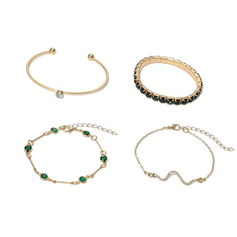 Ensemble de bracelets éclat d'émeraude en or