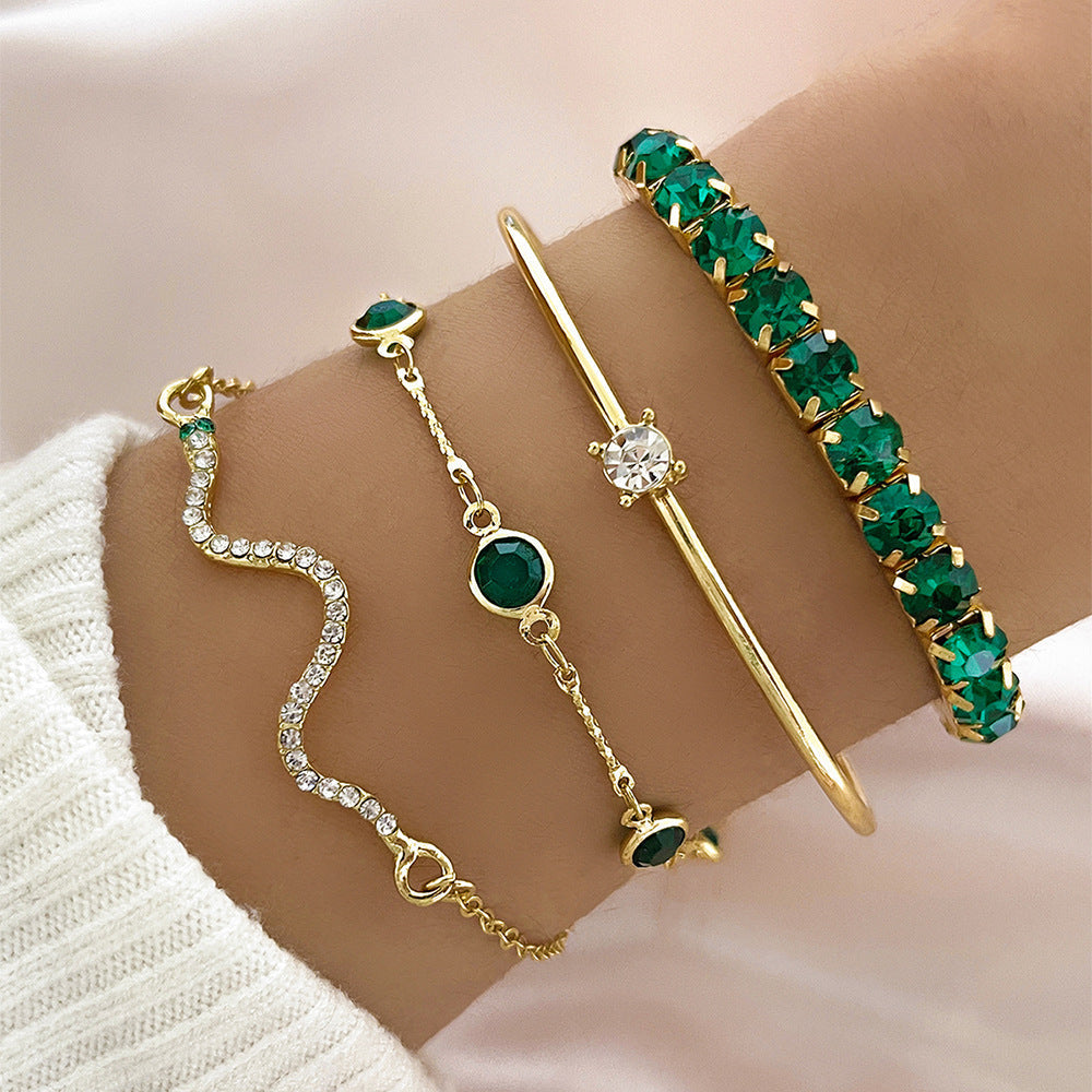 Ensemble de bracelets éclat d'émeraude en or