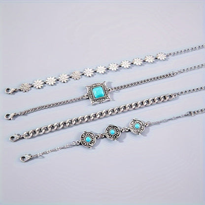 Ensemble de bracelets en pierre arc-en-ciel | Or blanc