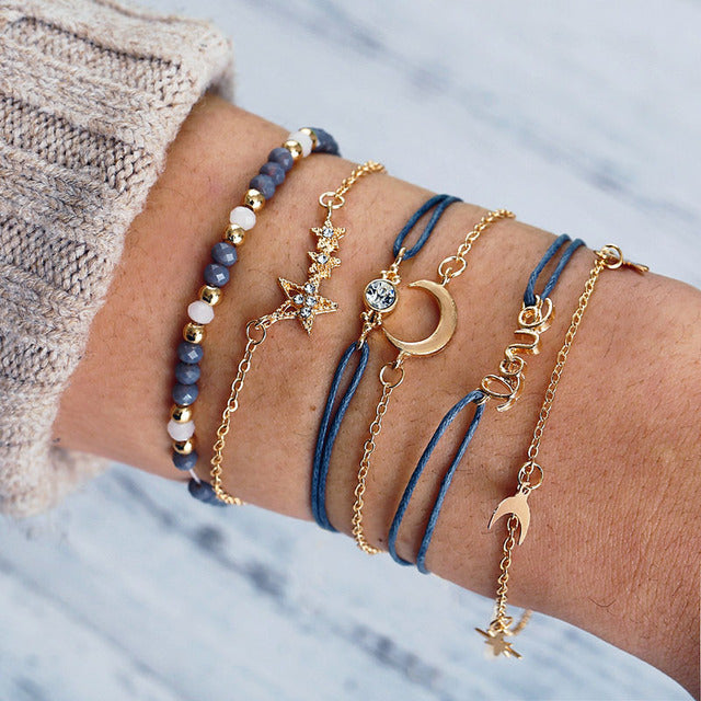 Ensemble de bracelets luxueux et scintillants en or