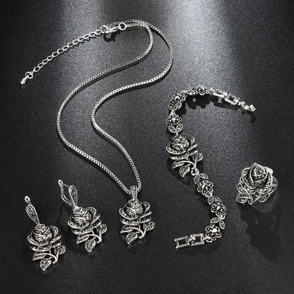 Ensemble élégant en argent avec zirconium