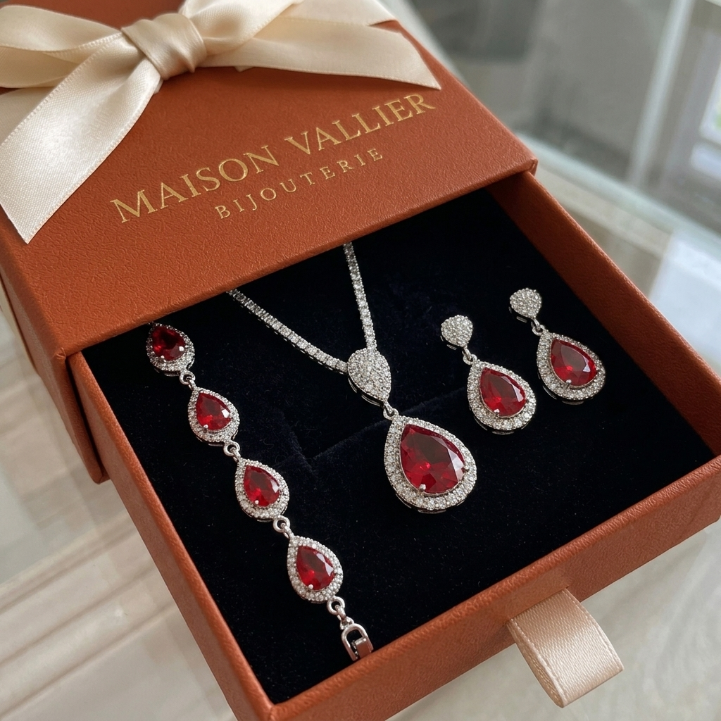 Ensemble de bijoux Thalia Sangréal en or blanc
