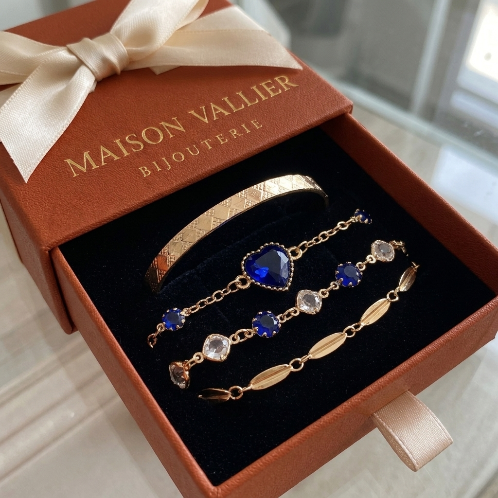 Ensemble de bracelets Aveline bleu Nordique en or