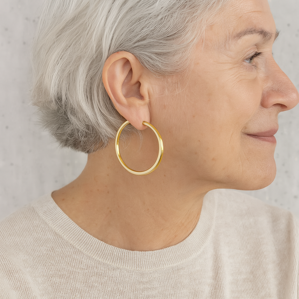 Grandes boucles d'oreilles en forme d'anneau en or