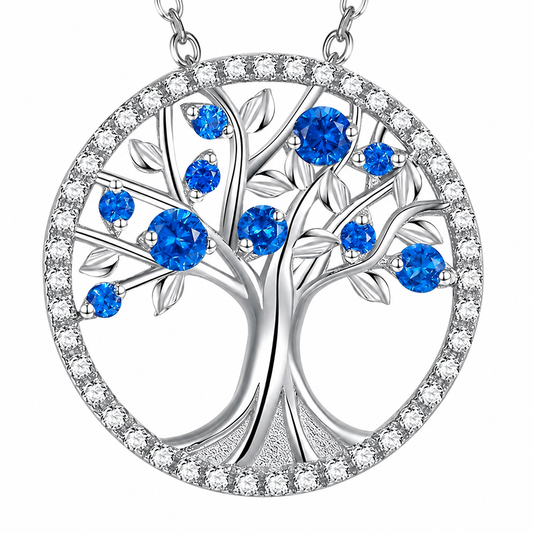 Collier saphir arbre de vie | Or blanc