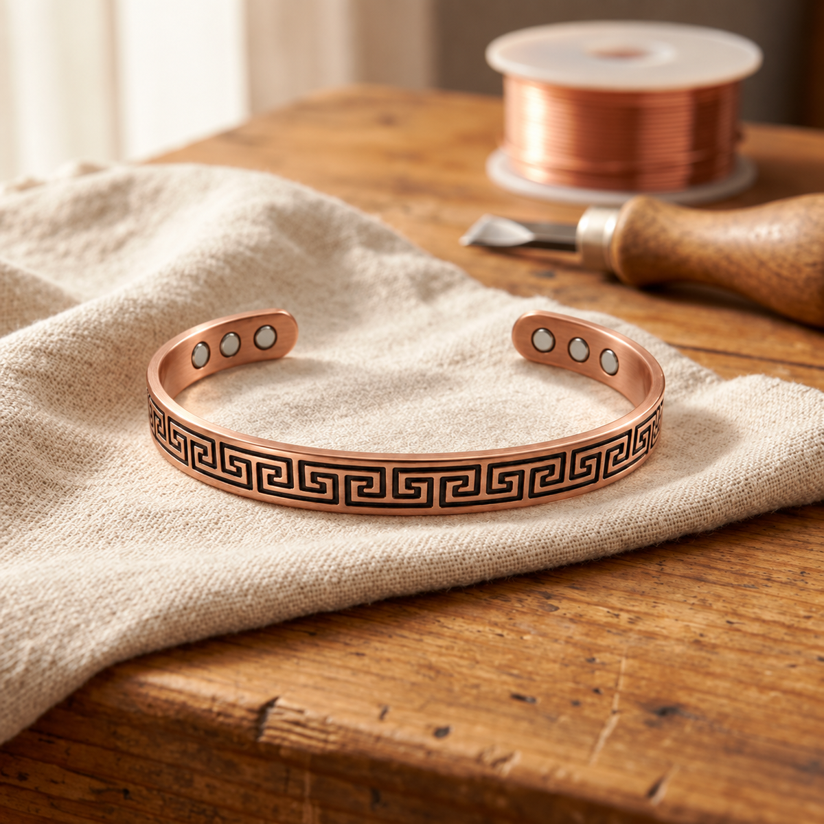 Bracelet en cuivre Méandre
