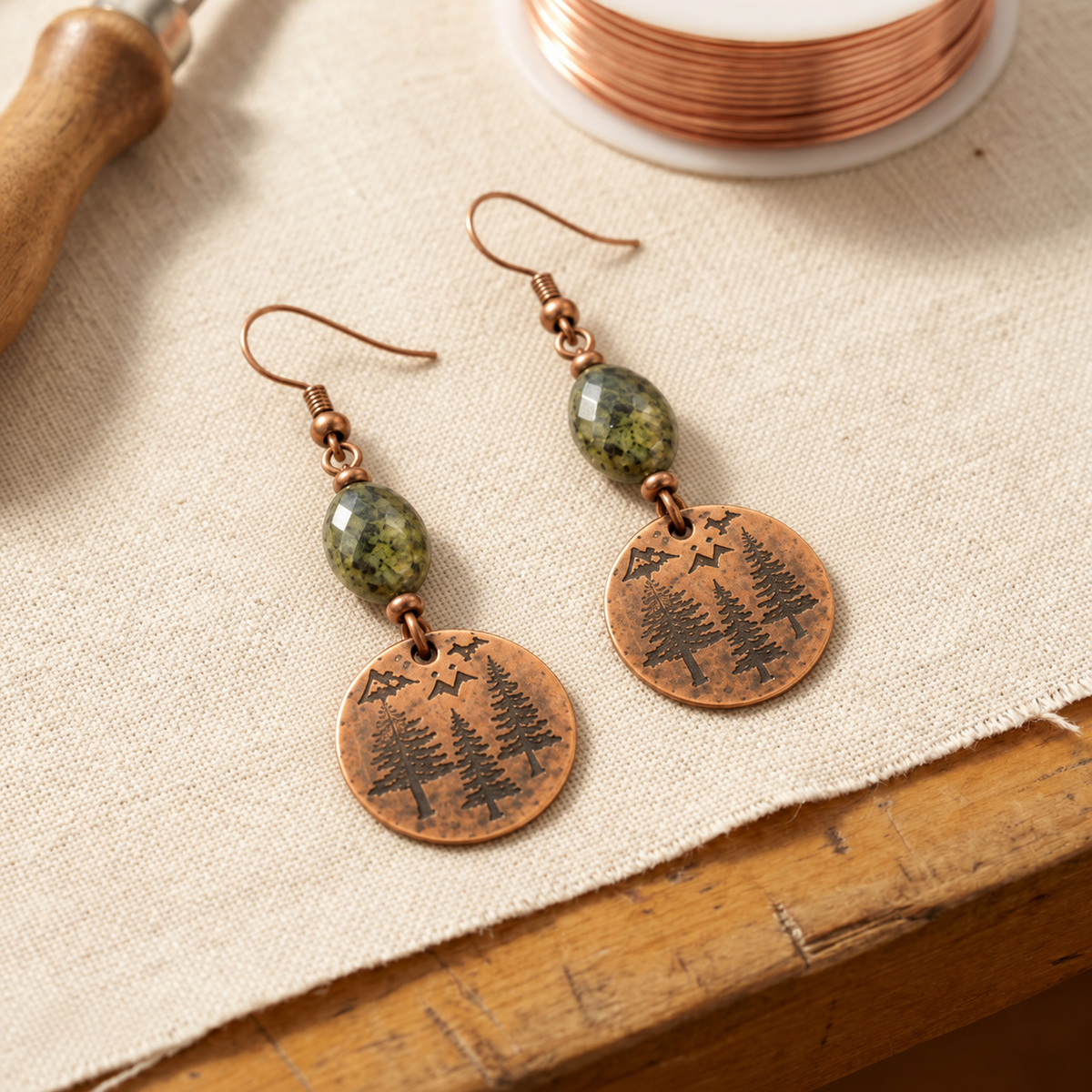 Boucles d'oreilles en cuivre Tremble