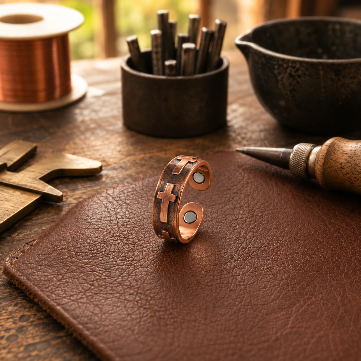 Bague en cuivre Croix
