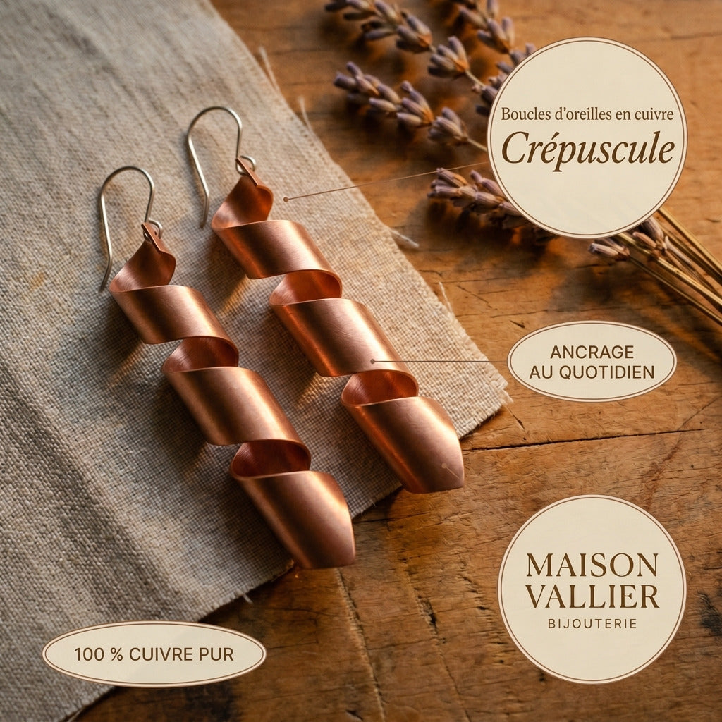 Boucles d'oreilles en cuivre Crépuscule