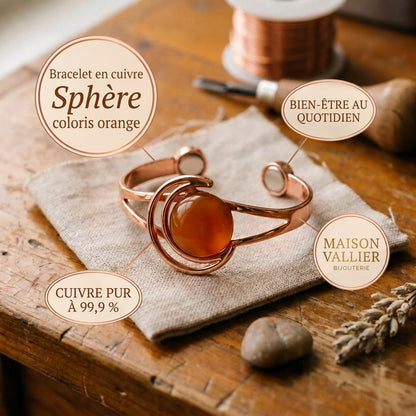 Bracelet en cuivre Sphère orange