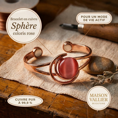Bracelet en cuivre Sphère rose
