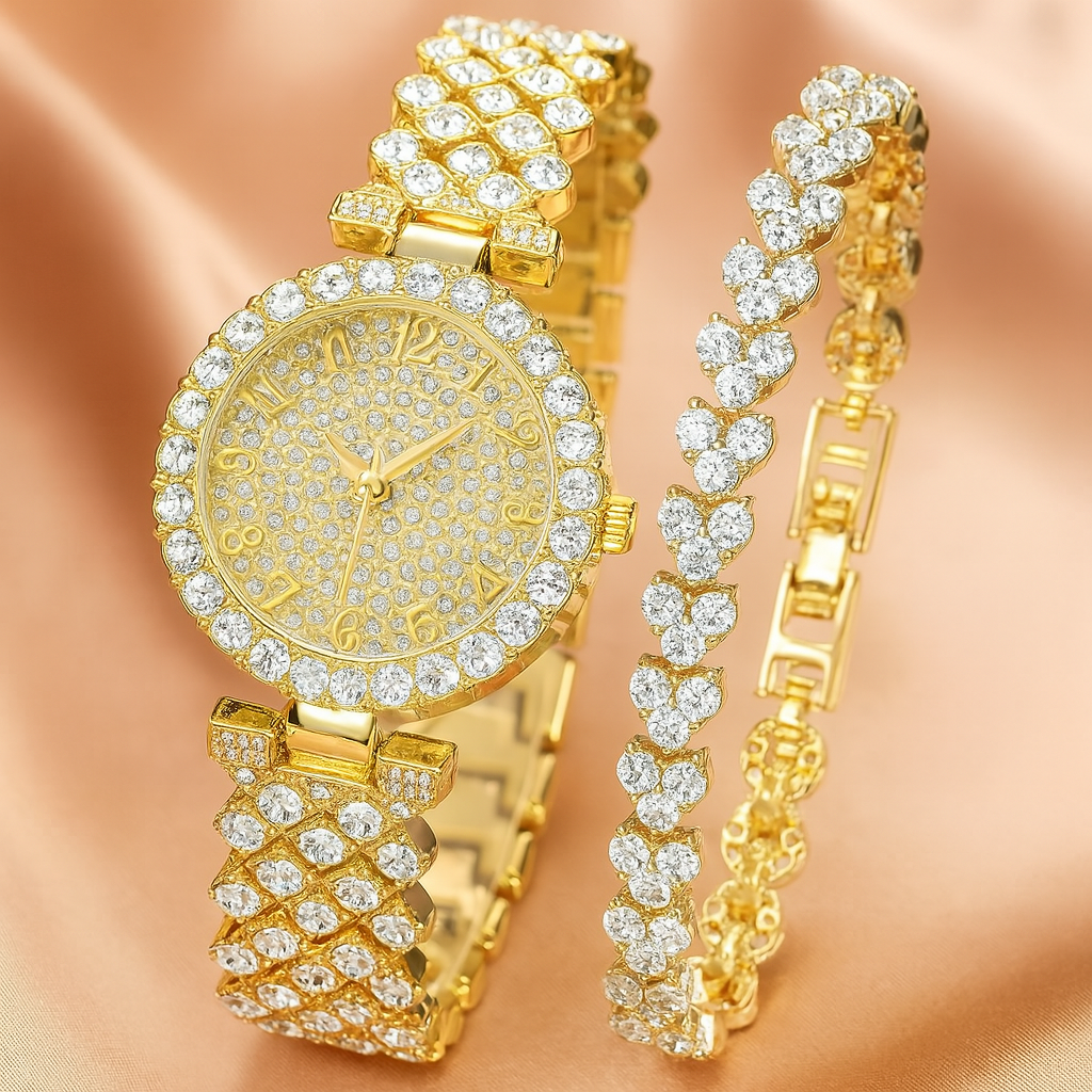 Montre et bracelet luxe radiance en or