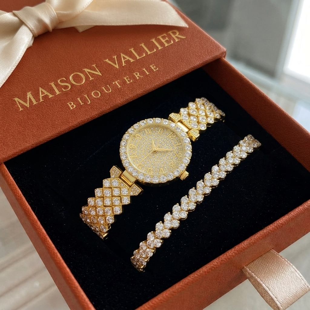 Montre et bracelet luxe radiance en or