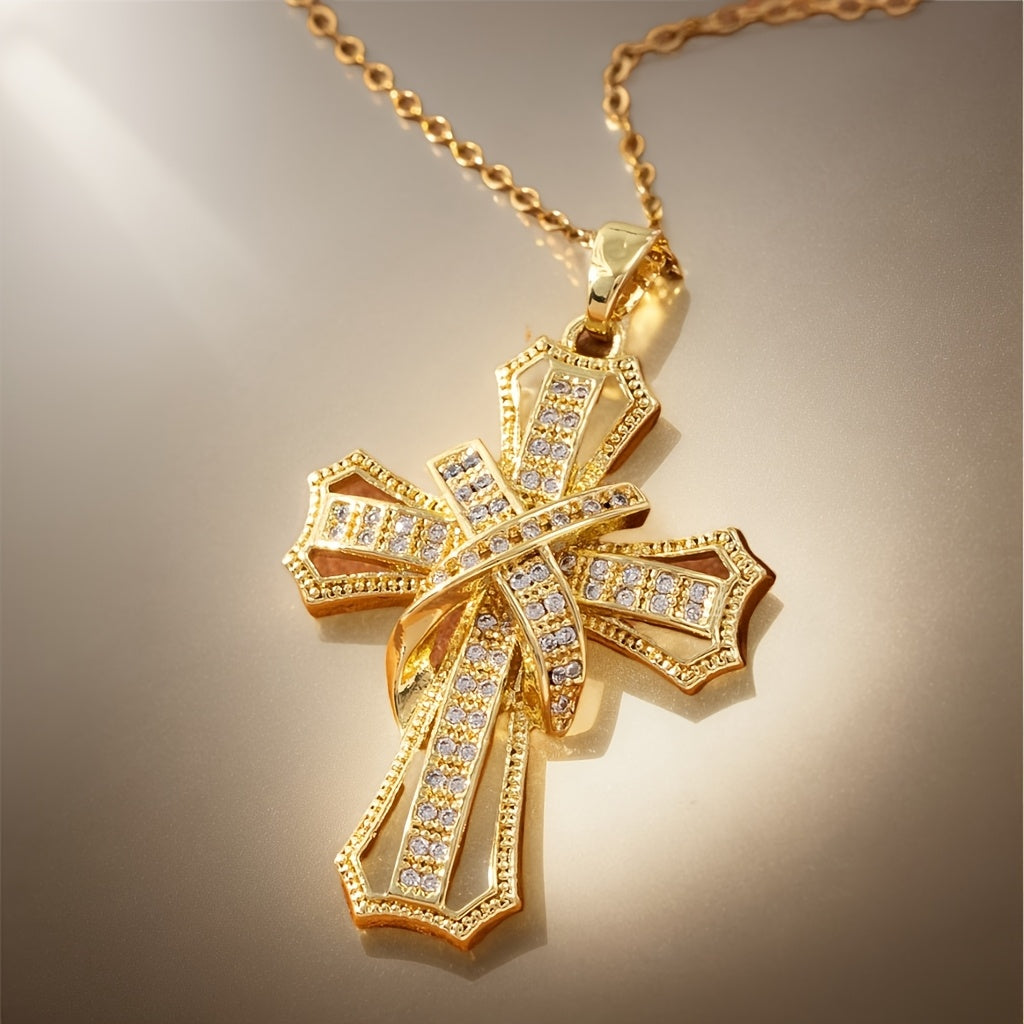 Pendentif croix rayonnante en or
