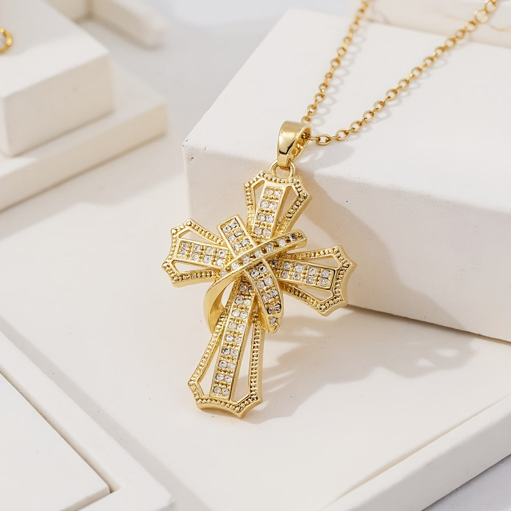 Pendentif croix rayonnante en or