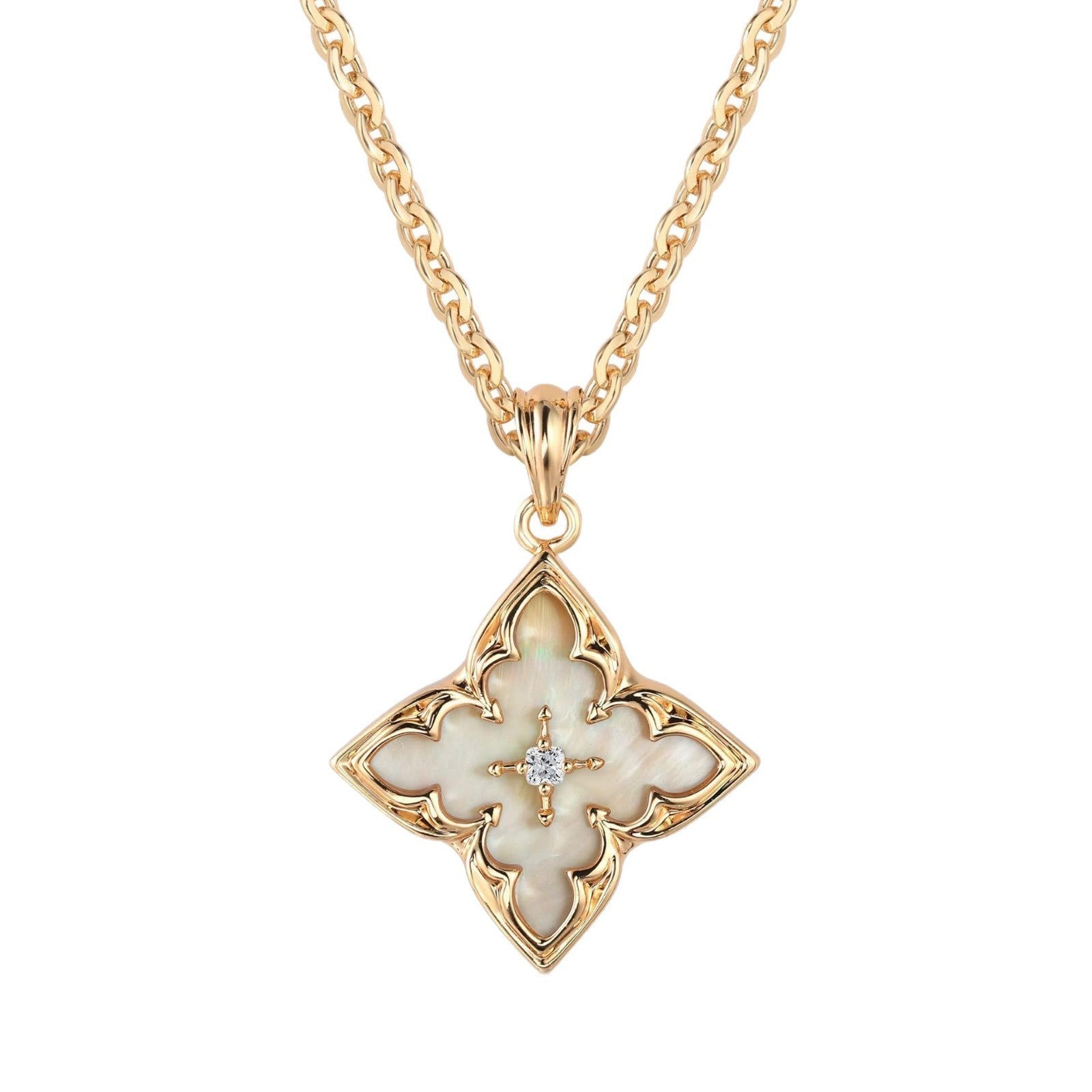 Pendentif Trèfle Blanc | Or