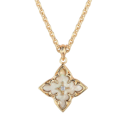 Pendentif Trèfle Blanc | Or