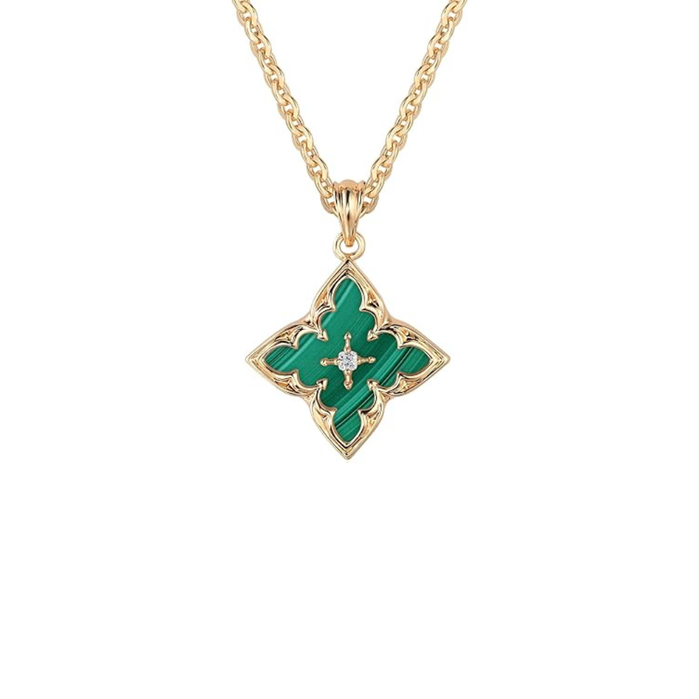 Pendentif trèfle émeraude en or