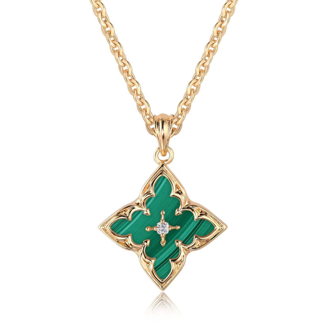 Pendentif Trèfle Marron | Or
