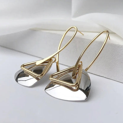 Pendentifs et boucles d'oreilles triangulaires rétro en argent avec crochet courbé