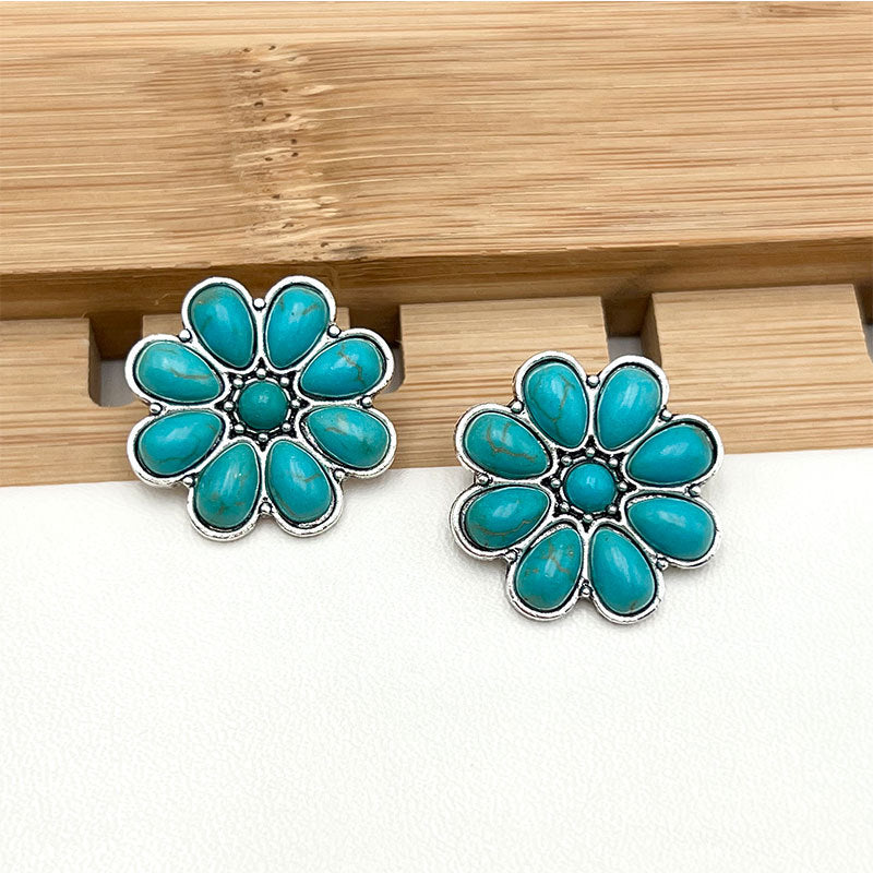 Serelith pétales turquoise clous d'oreilles en or blanc