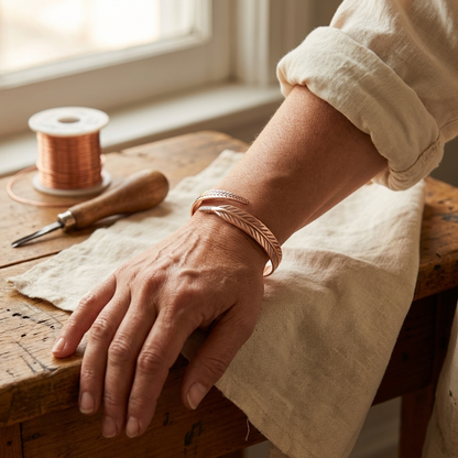 Bracelet en cuivre Plume