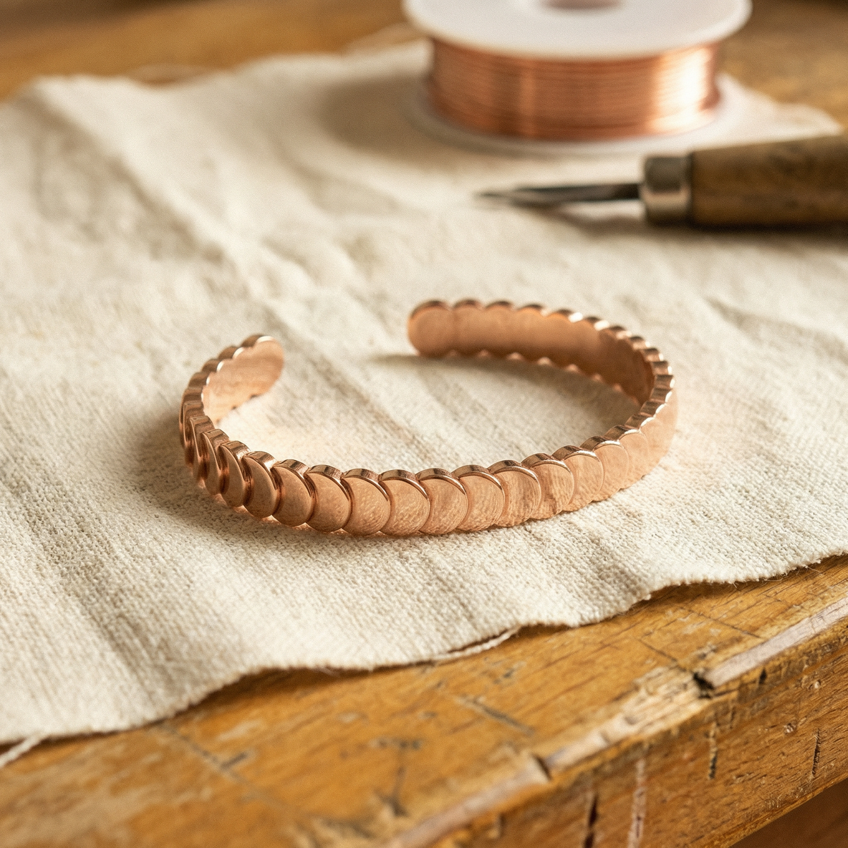 Bracelet en cuivre Marées