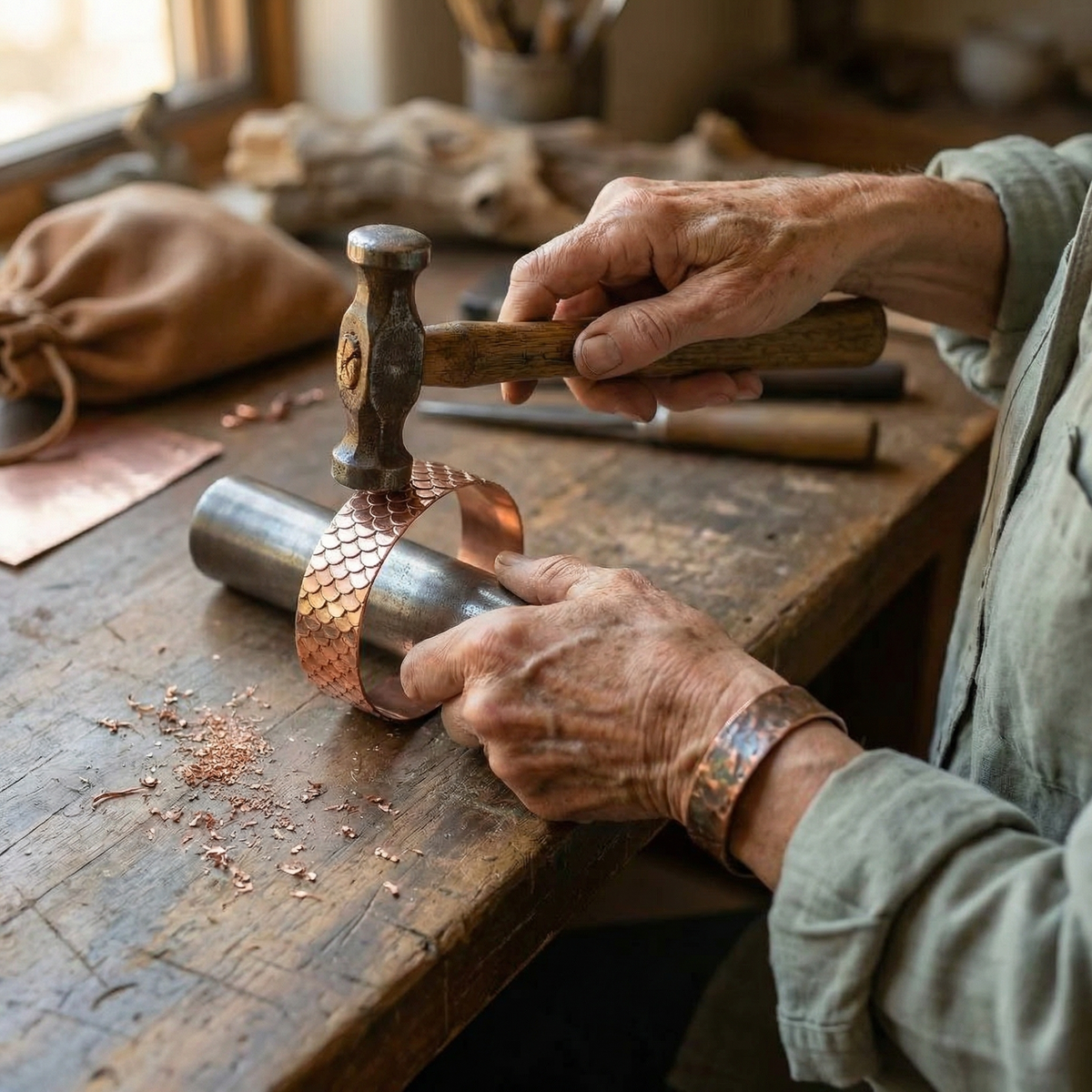 Bracelet en cuivre Marées
