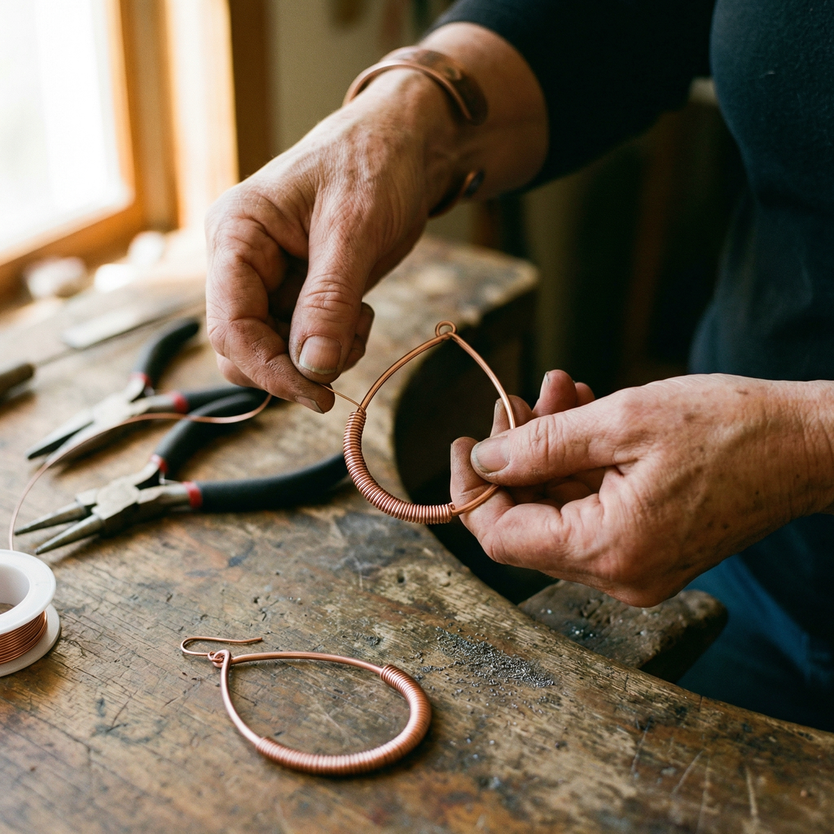 Boucles d'oreilles en cuivre Ruisseau