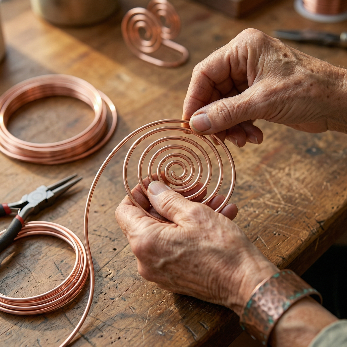 Spirale de main en cuivre Rivière