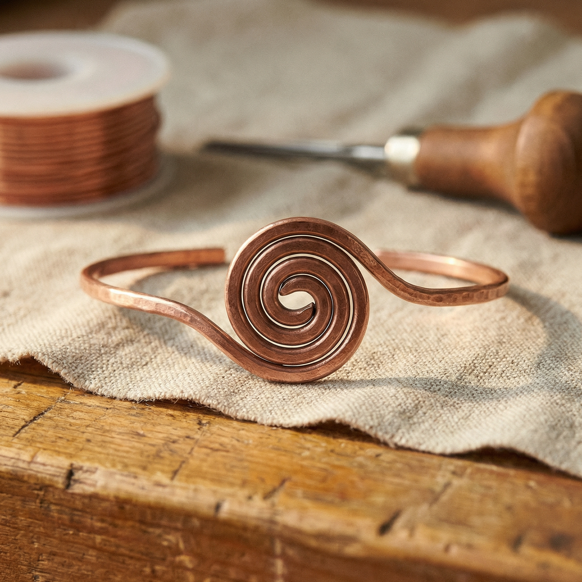Chaîne de cheville en cuivre Spirale