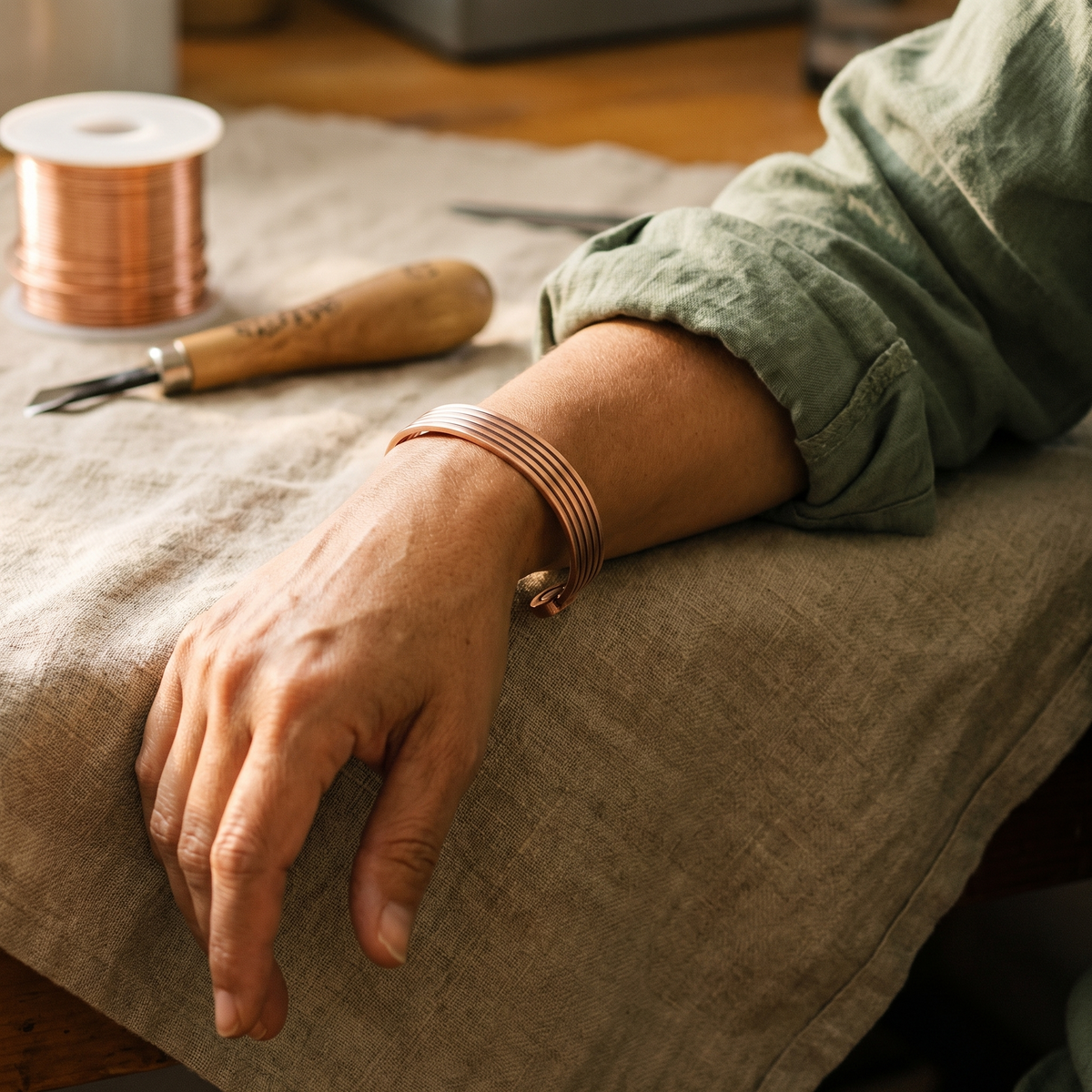 Bracelet en cuivre Arête