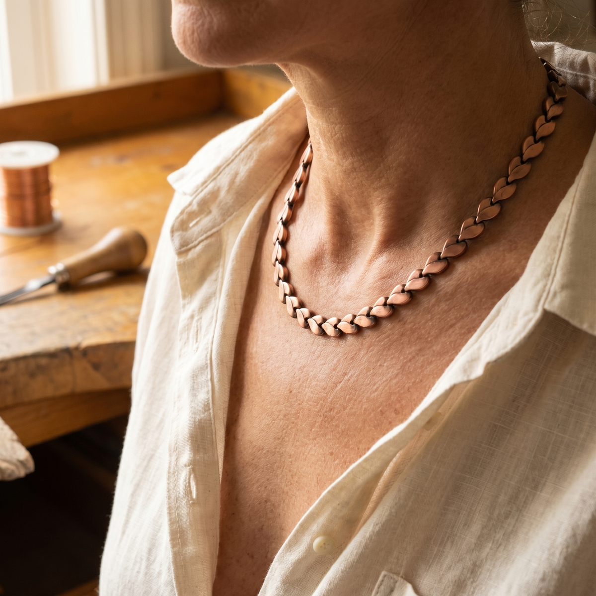 Collier en cuivre Églantine