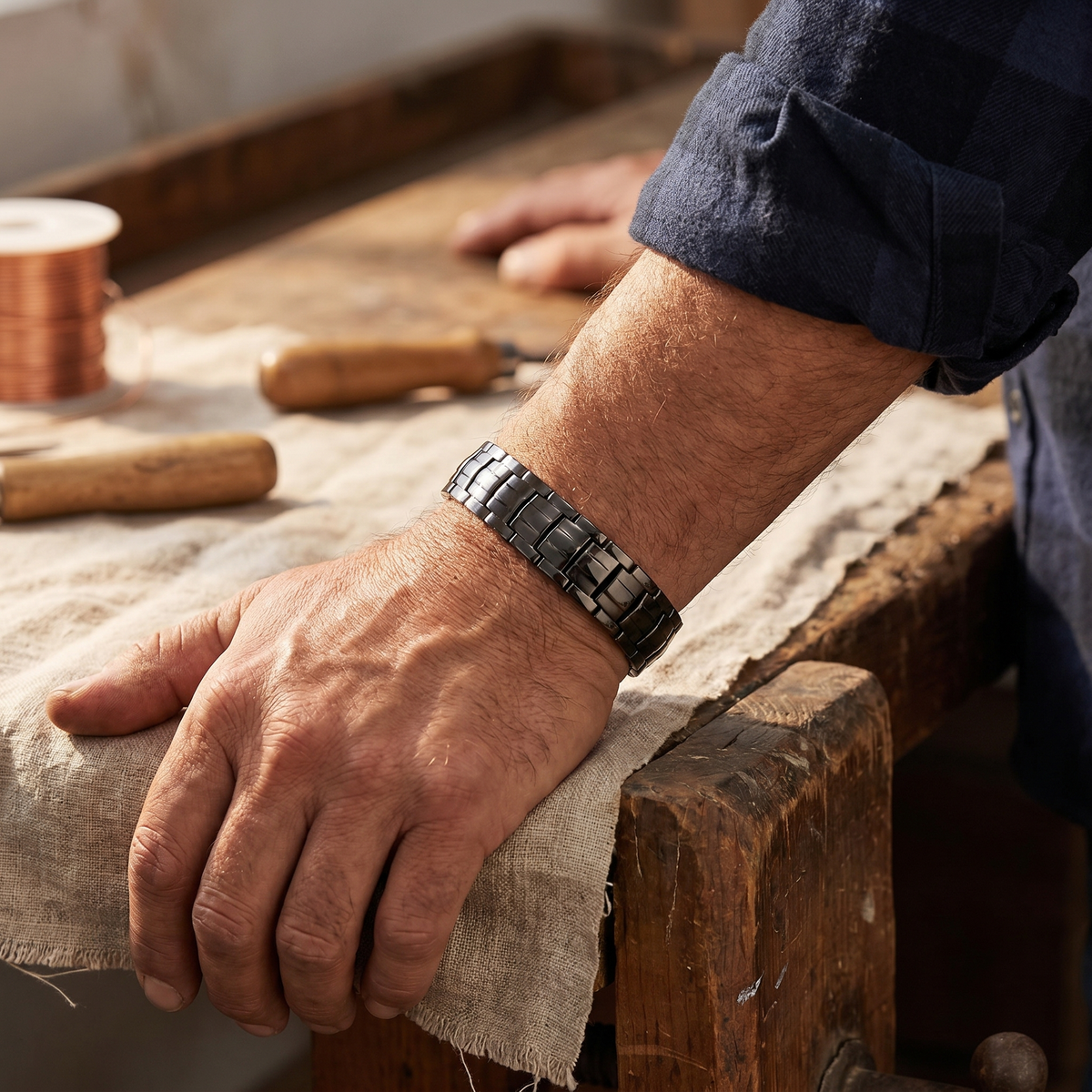 Bracelet homme en cuivre Ocre