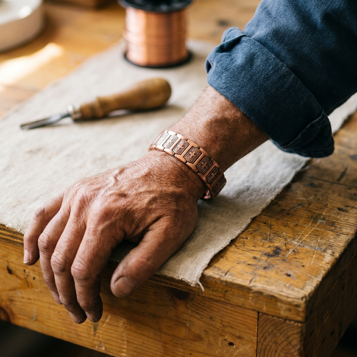 Bracelet homme en cuivre Tempête