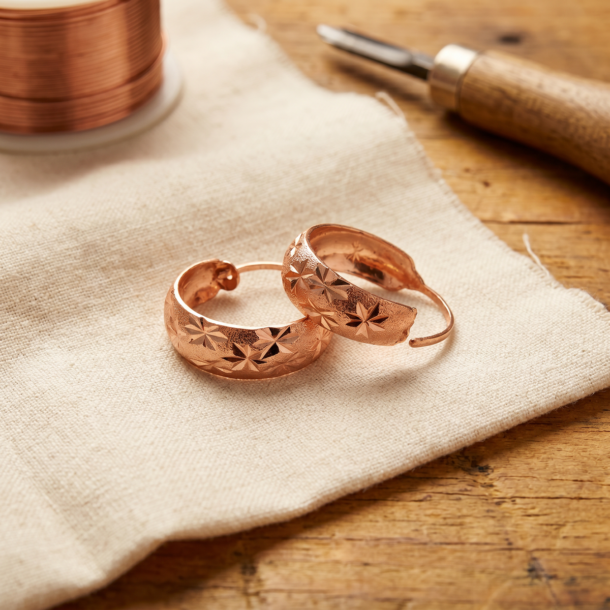 Boucles d'oreilles en cuivre Rosée